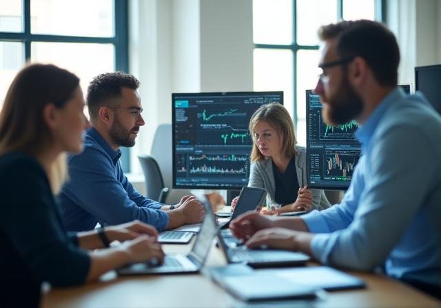 Team working on financial analysis