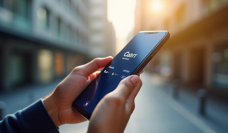 Mobile banking application being used in a urban South African setting